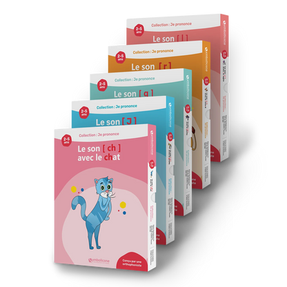 Les 5 livres magnétiques du coffret prononciation nº 2, empilés